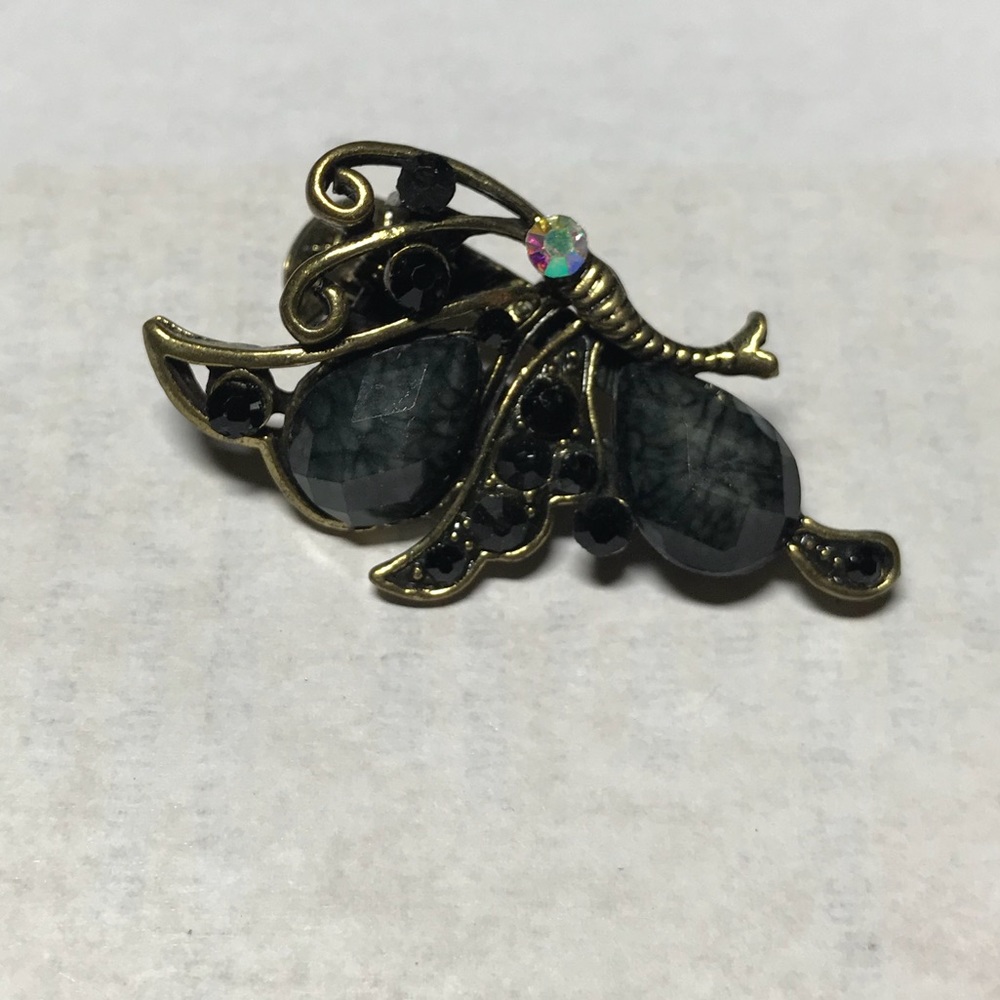 NWOT black stone hair clip